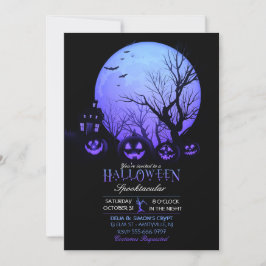 Halloween Kuslig Mörk Fullmåne Jack O Lykta Inbjudningar