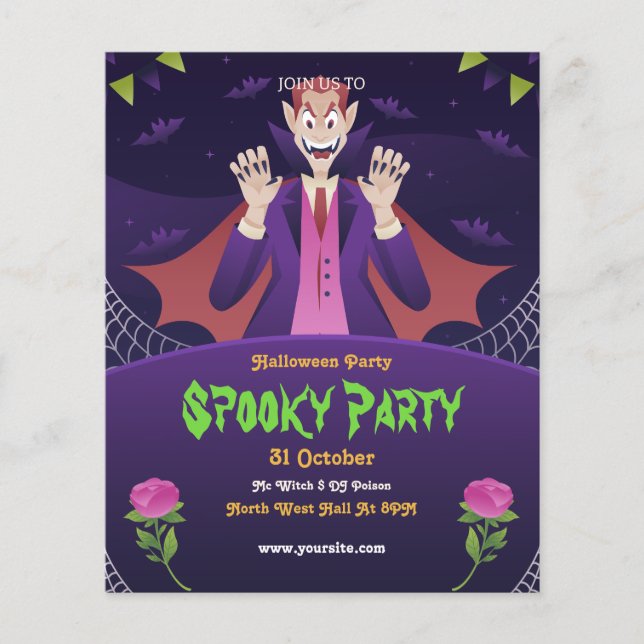Halloween kuslig nattfest Halloweenfest  Flygblad (Framsidan)