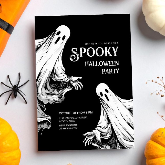 Halloween kuslig nattfest med två spöken inbjudningar (Skapare uppladdad)