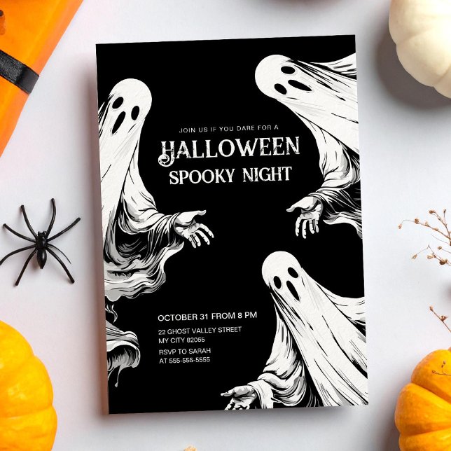 Halloween kuslig nattfest med två spöken inbjudningar (Skapare uppladdad)