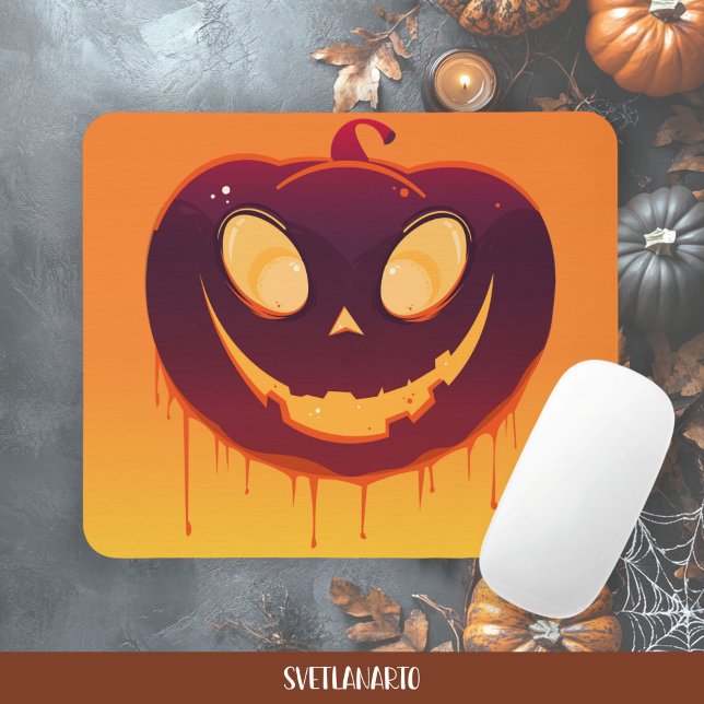 Halloween Kuslig Pumpa Ansikte Musmattor (Frontal view)