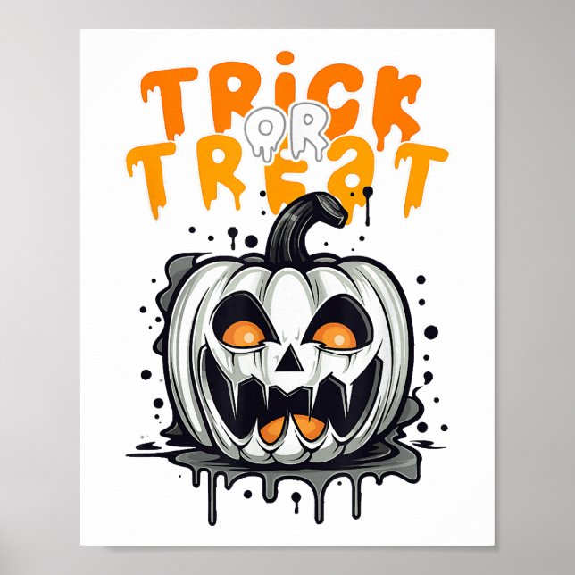 Halloween kuslig Pumpa Design Bus eller Brallor Poster (Framsidan)