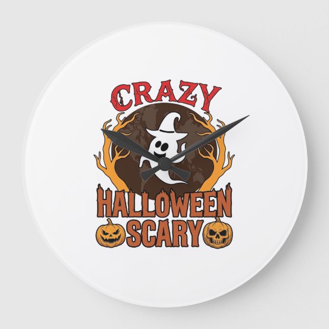 Halloween Kuslig Pumpa Retro Graverad Textur_1 Stor Klocka (Framsida)