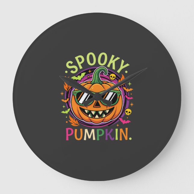 Halloween Kuslig Pumpa Solglasögon Vektor Stor Klocka (Framsida)