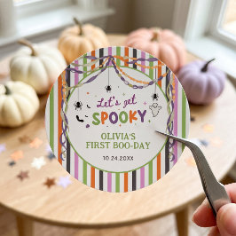 Halloween Kuslig Rolig Födelsedagsfest Pappersdeka Runt Klistermärke