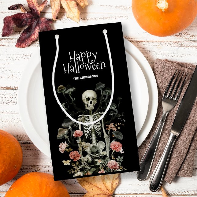 Halloween Kuslig Skelett Rosa Blommig Svart (Skapare uppladdad)