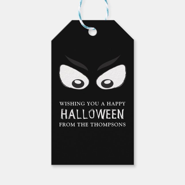 Halloween Kuslig Skräckslig Spök Ögon Whimsical Sö Presentetikett (Framsidan)