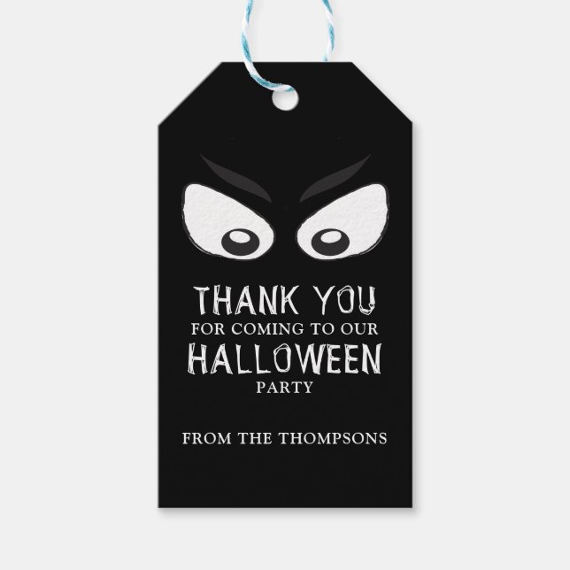 Halloween Kuslig Skrämmande Spökögon Tack Presentetikett (Framsidan)