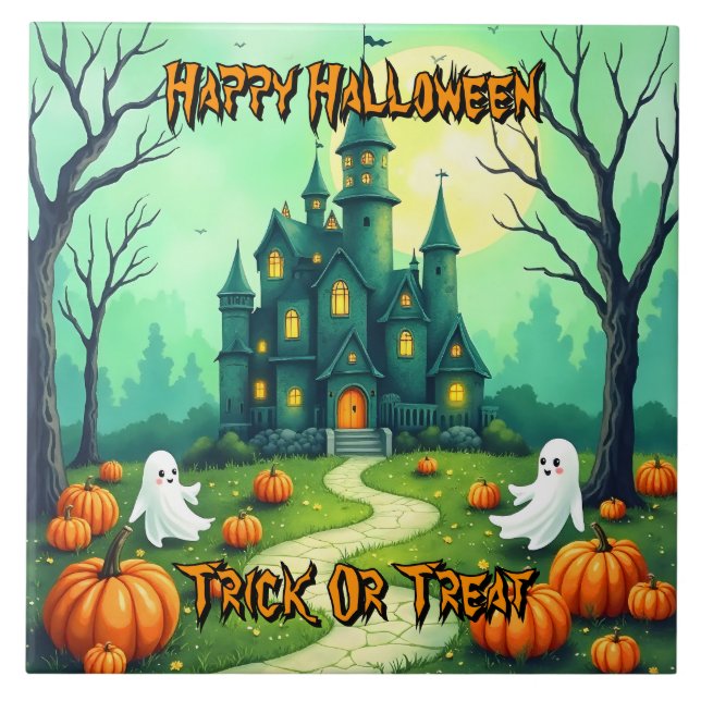 Halloween Kuslig Söt Modern Samling Kakelplatta (Framsidan)