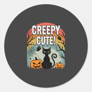 Halloween Kuslig Söt Svart Katt Pumpa Design Runt Klistermärke