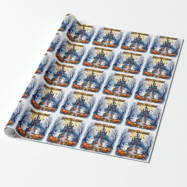 Halloween Kuslig Söt Trendig Kollektion Presentpapper (Utrullad)