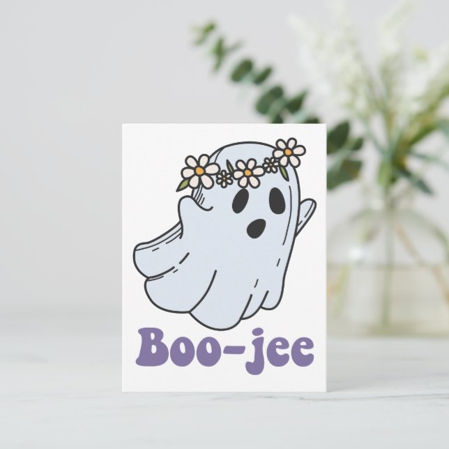 Halloween Kuslig Spök Boo Jee Boo  Vykort (Stående Fram)
