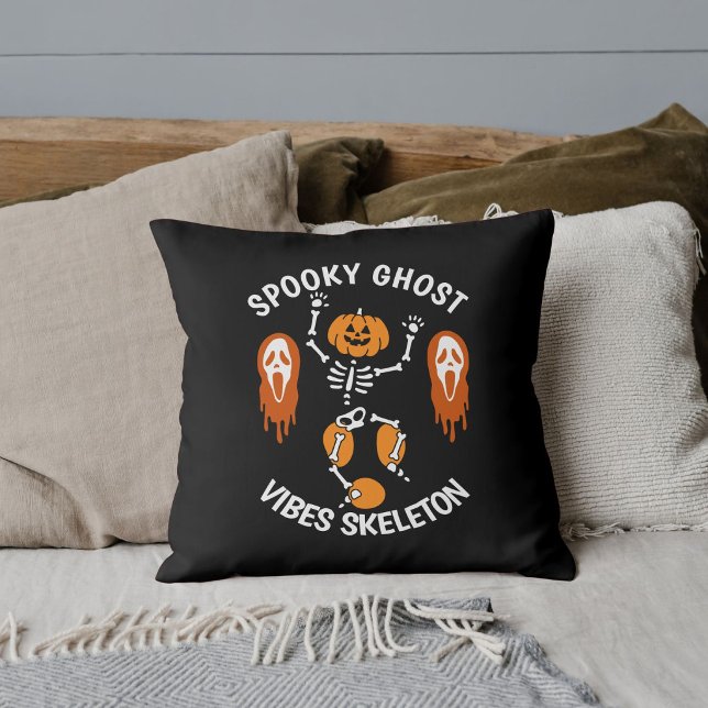 Halloween Kuslig Spöken Skelett Häxa Svart Anpassa Kudde (Skapare uppladdad)