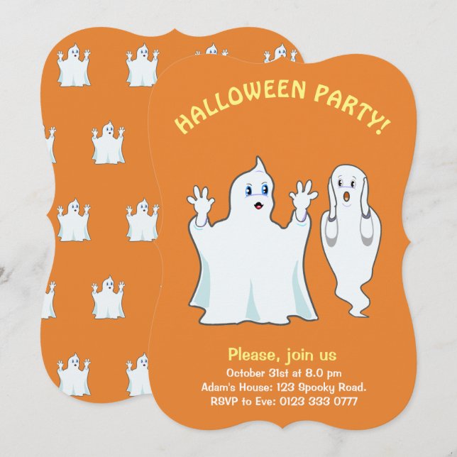 Halloween Kuslig Spöklik Inbjudan (Fram/baksida)