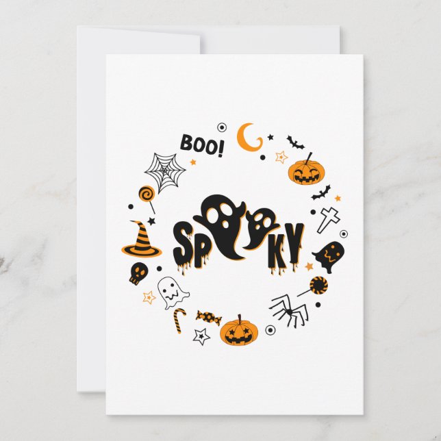Halloween Kuslig Spöklik Inbjudan (Framsida)