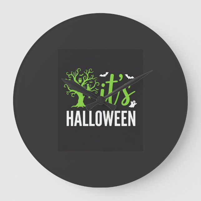 Halloween Kuslig Träd Fladdermöss Vector Design_1 Stor Klocka (Framsida)