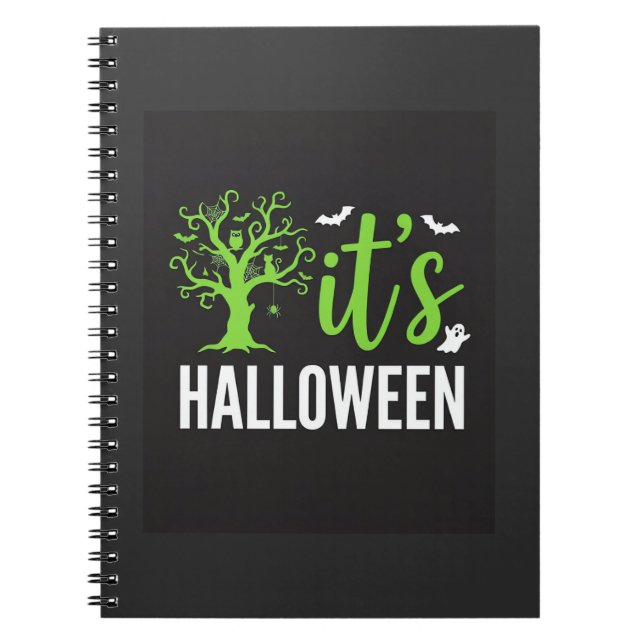 Halloween Kuslig Träd Fladdermöss Vektor Design_1 Anteckningsbok (Framsidan)