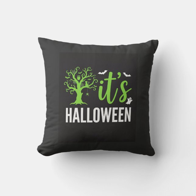 Halloween Kuslig Träd Fladdermöss Vektor Design_1 Kudde (Framsida)