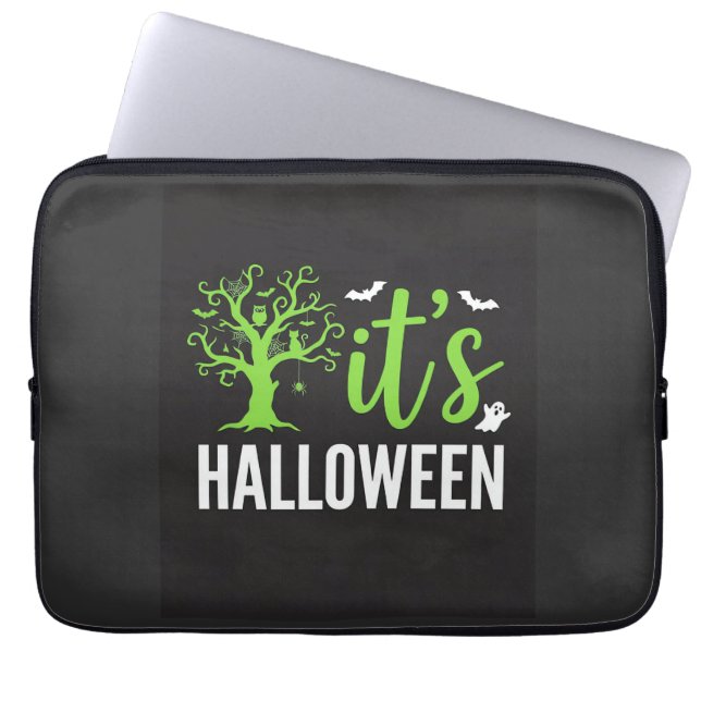 Halloween Kuslig Träd Fladdermöss Vektor Design_1 Laptop Fodral (Framsidan)