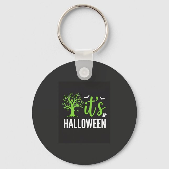 Halloween Kuslig Träd Fladdermöss Vektor Design_1 Nyckelring (Framsida)