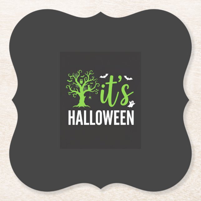 Halloween Kuslig Träd Fladdermöss Vektor Design_1 Underlägg Papper (Framsida)