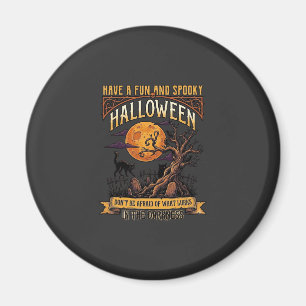 Halloween Kuslig Träd Fullmåne Svart Katt Kyrkogår Magnet