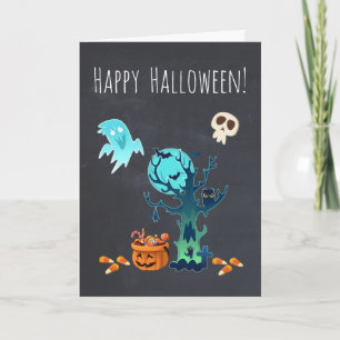 Halloween Kusliga Läskiga Spöken Fladdermöss Döska Kort