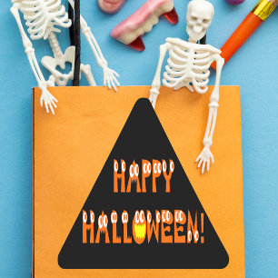 Halloween-kvadratisk text triangelformat klistermärke