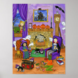 Halloween Kväll. Halloween Poster för barn.
