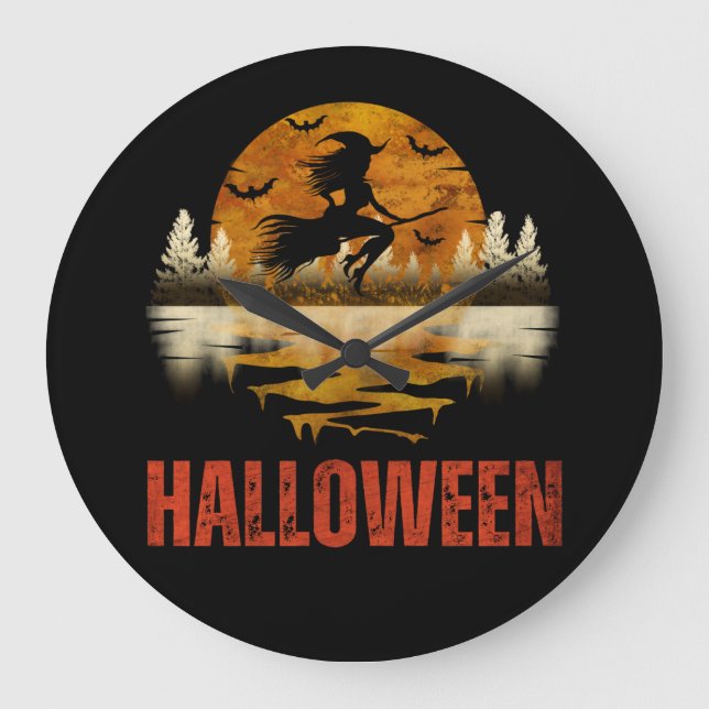 HALLoween KVÄLL HÄXA Stor Klocka (Framsida)