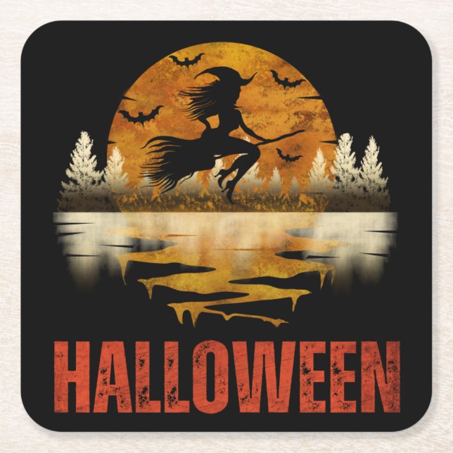 HALLoween KVÄLL HÄXA Underlägg Papper Kvadrat (Framsidan)