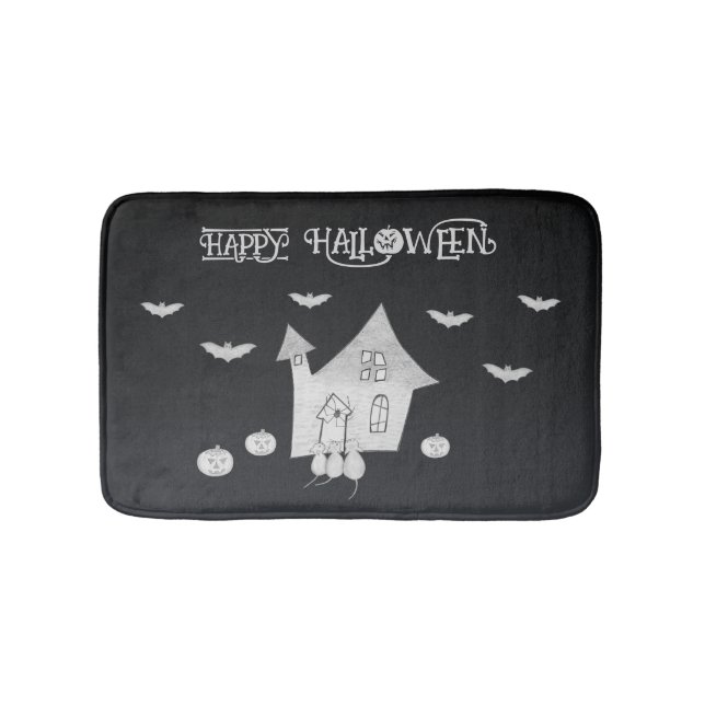 Halloween kväll med Haunted House, Fladdermus, Pum Badrumsmatta (Framsidan)