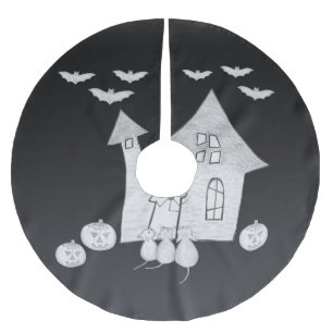 Halloween kväll med Haunted House, Fladdermus, Pum Julgransmatta Borstad Polyester