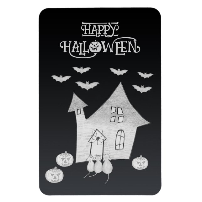 Halloween kväll med Haunted House, Fladdermus, Pum Magnet (Vertikal)