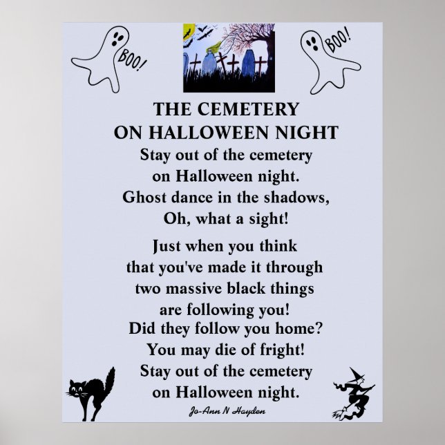 HALLOWEEN KVÄLL VID CEMETERY POSTER (Framsidan)