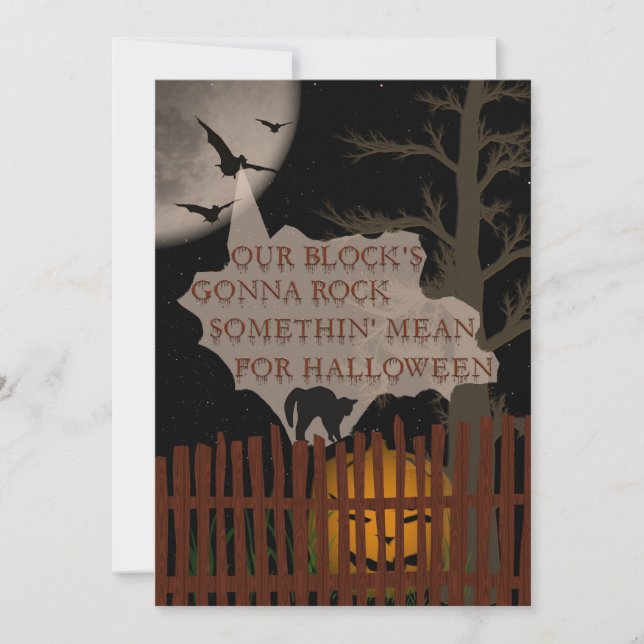 Halloween kvarterparty inbjudningar (Framsida)