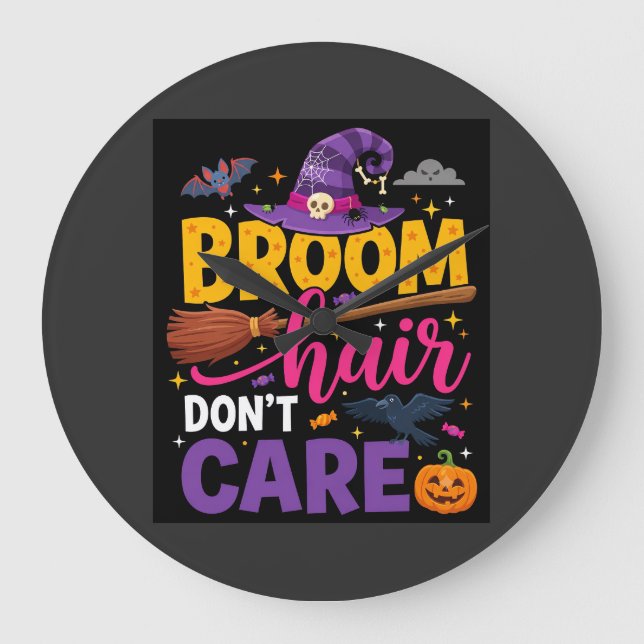 Halloween Kvast Hår Spelar Ingen Roll Häxa Citat Stor Klocka (Framsida)