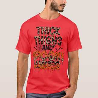 Halloween Kvinnors tjocka lår och pooky Vibes Le T Shirt