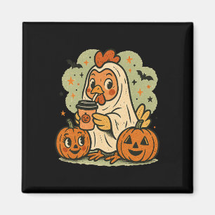 Halloween Kyckling Spök Kostym Retro Tee Tupp Magnet