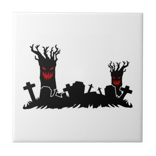 Halloween-kyrkogård Kakelplatta (Framsidan)