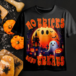 Halloween-kyrkogård med söt lycklig-leende Ghost T Shirt