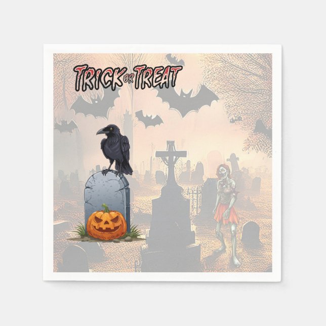 Halloween kyrkogård pappersservett (Framsidan)