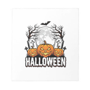 Halloween Kyrkogård Pumpa Vintage Gravyr Desi Anteckningsblock