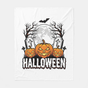 Halloween Kyrkogård Pumpa Vintage Gravyr Desi Fleecefilt