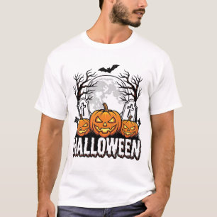 Halloween Kyrkogård Pumpa Vintage Gravyr Desi T Shirt