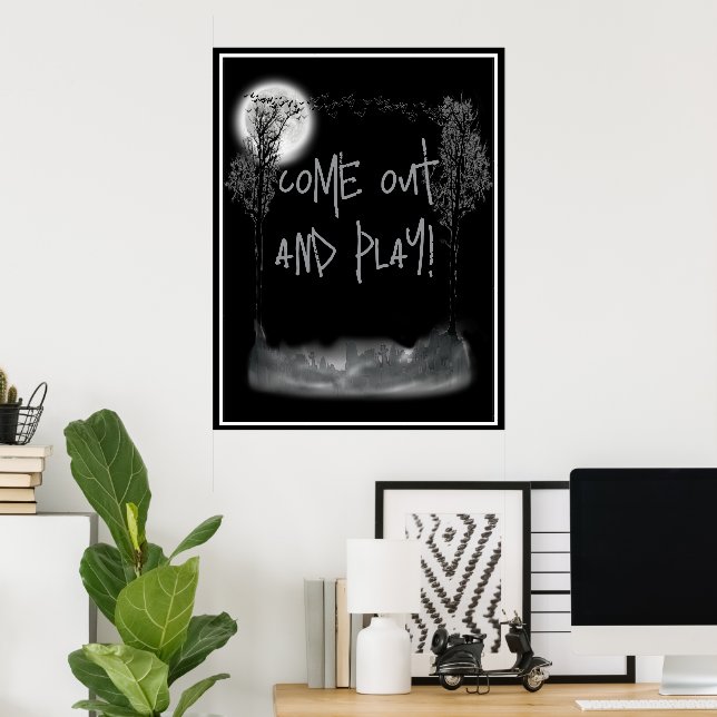 Halloween Kyrkogård Siluett Poster (Hemmakontoret)