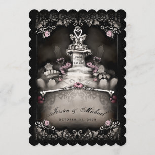 Halloween-kyrkogården Kärlek "tillsammans med" Brö Inbjudningar