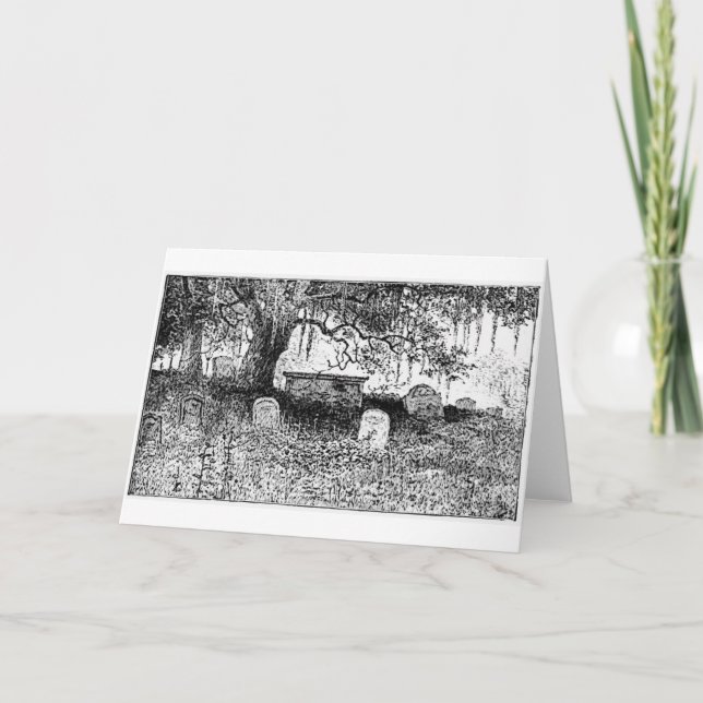 Halloween kyrkogårdplats kort (Framsida)