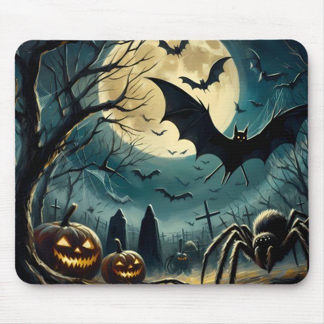 Halloween Kyrkogårds Scen Musmattor (Framsidan)