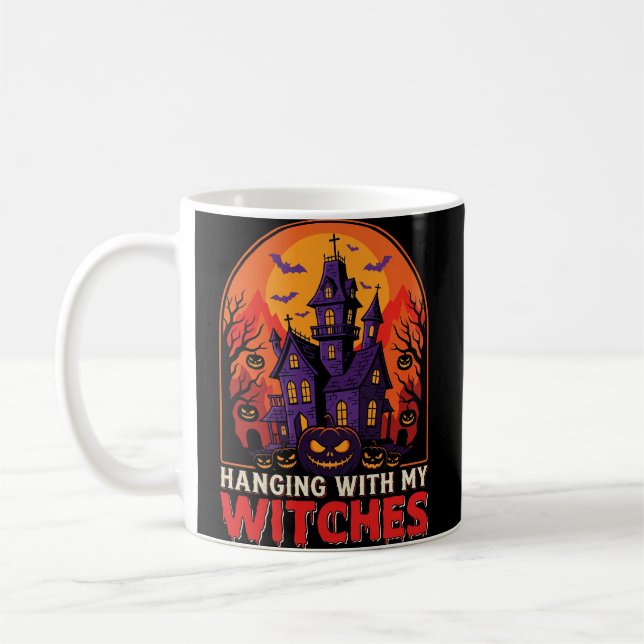 Halloween Laboratorium Monster Pumpa Måne Vektor Kaffemugg (Vänster)